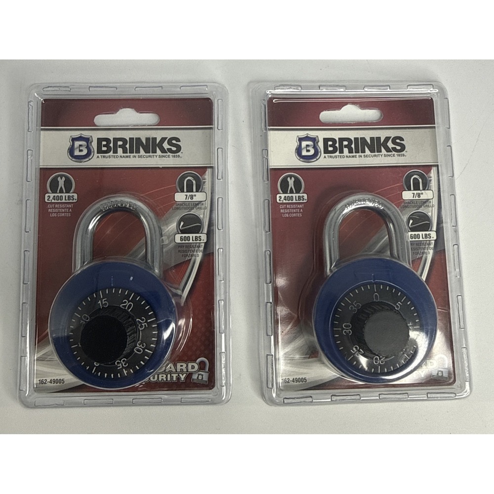 BRINKS 47mm Combination Lock Padlock 7/8 inch Standard Security • Blue 2 Pack